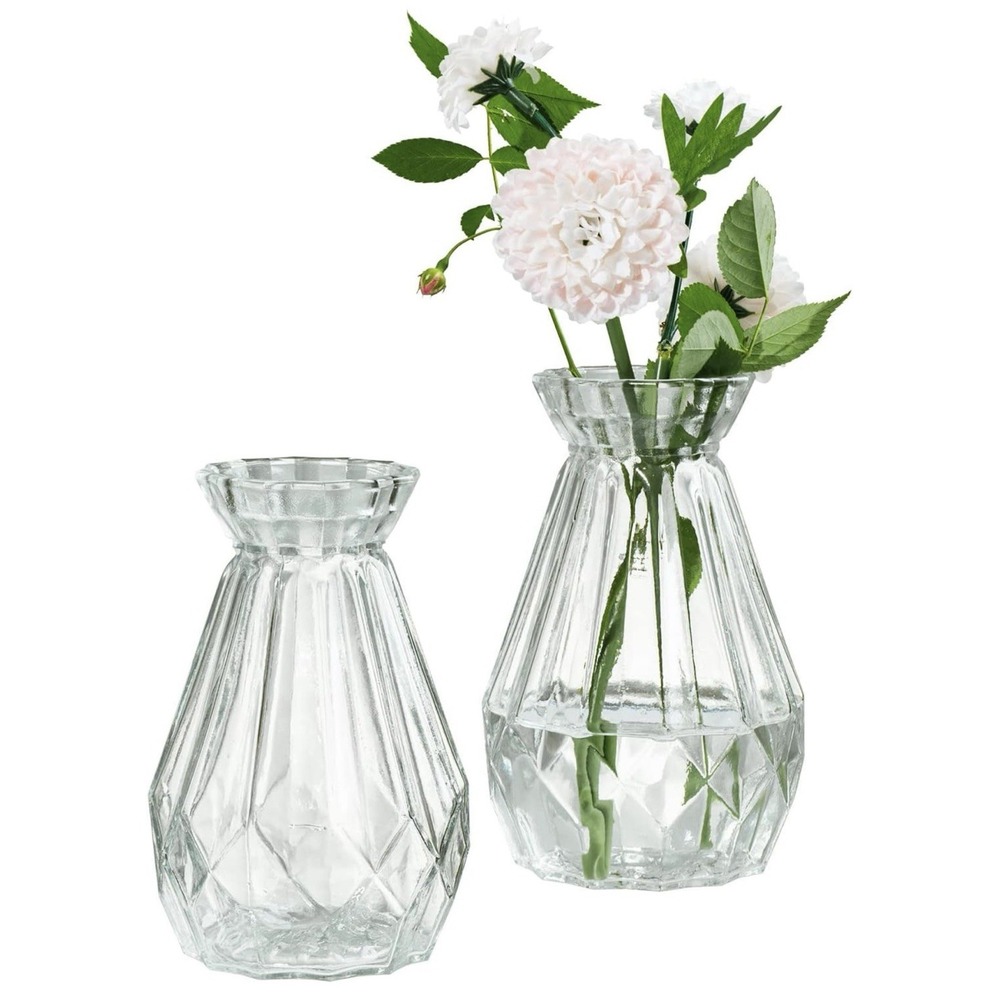 My gift small glass Bud Vase, 5 inch Vintage Style Centerpiece Set Of 2